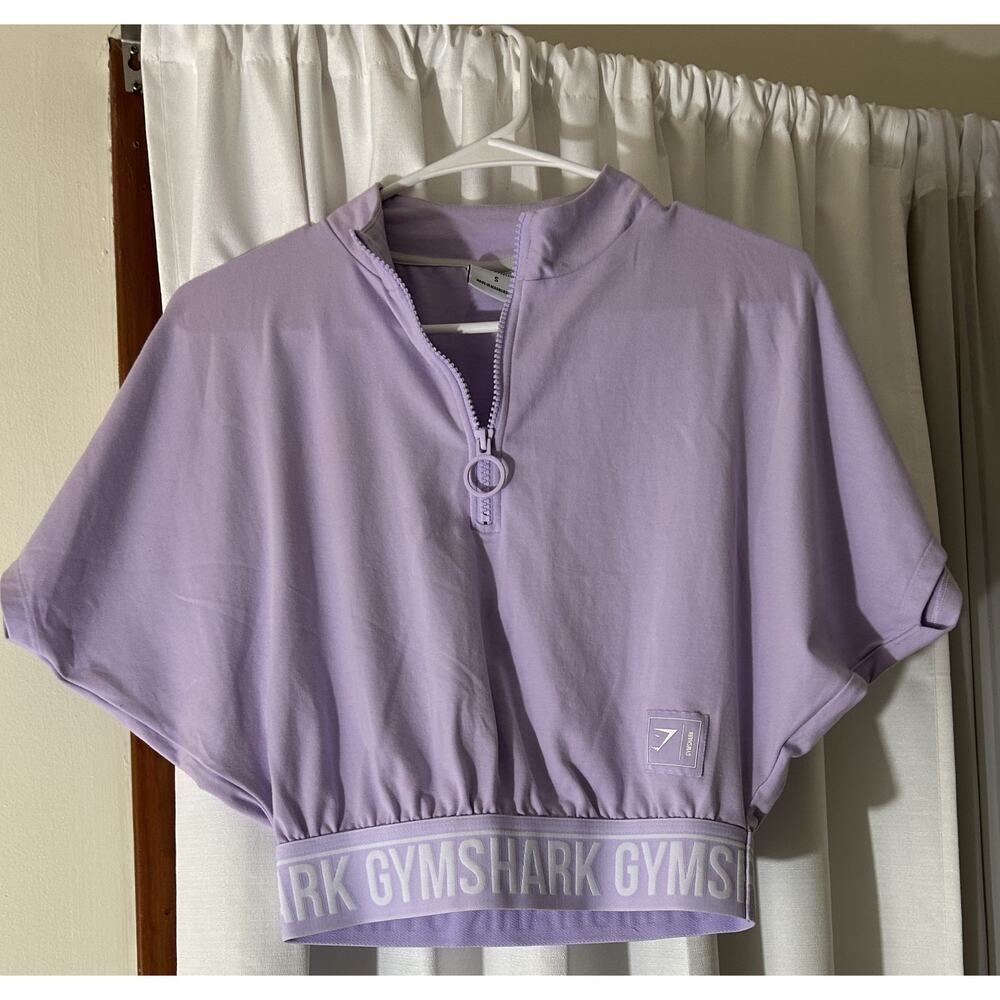 Women's AW Gymshark Recess Crop 1/2 Athleisure Zip Size Small -Lilac Purple